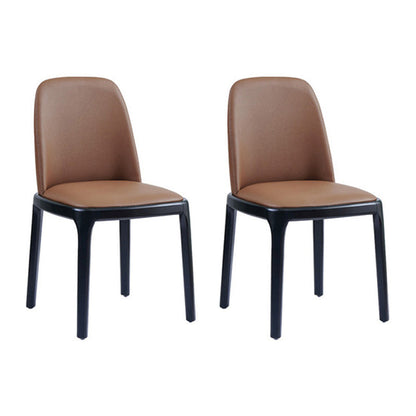 Industrial Ash Parsons Side Chair Leather Matte Finish Dining Chair (Set of 2) Dark Coffee Clearhalo ' kitchen&dining_furn' 'Dining Chairs' 'Dining Tables & Seating' 'dining_chair' 'furn' 'furn_dining_chair' 'Furniture' 'furniture_dining_chair' 'Kitchen & Dining Furniture' 'kitchen' 4104901