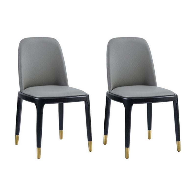 Industrial Ash Parsons Side Chair Leather Matte Finish Dining Chair (Set of 2) Silver Gray Clearhalo ' kitchen&dining_furn' 'Dining Chairs' 'Dining Tables & Seating' 'dining_chair' 'furn' 'furn_dining_chair' 'Furniture' 'furniture_dining_chair' 'Kitchen & Dining Furniture' 'kitchen' 4104908