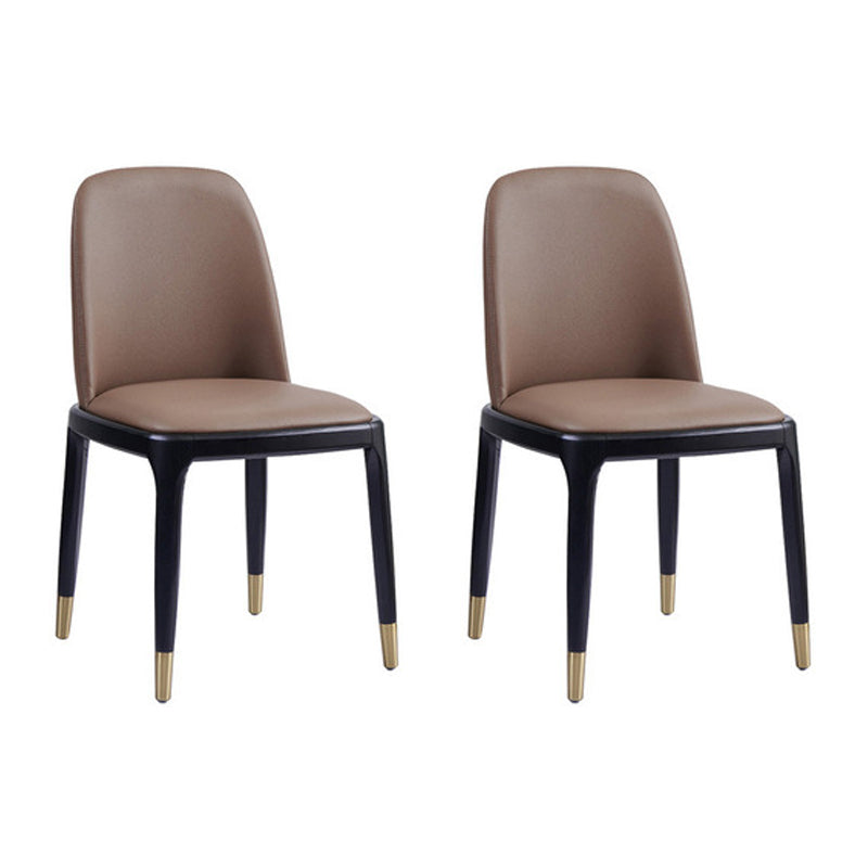 Industrial Ash Parsons Side Chair Leather Matte Finish Dining Chair (Set of 2) Brown Clearhalo ' kitchen&dining_furn' 'Dining Chairs' 'Dining Tables & Seating' 'dining_chair' 'furn' 'furn_dining_chair' 'Furniture' 'furniture_dining_chair' 'Kitchen & Dining Furniture' 'kitchen' 4104911