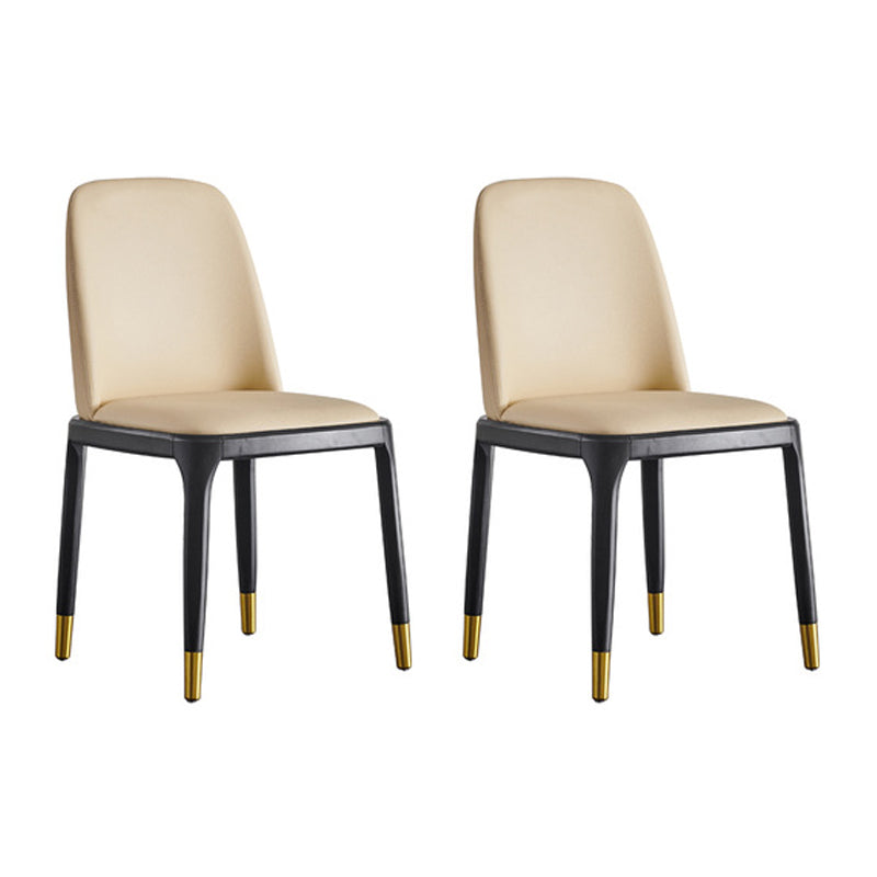 Industrial Ash Parsons Side Chair Leather Matte Finish Dining Chair (Set of 2) Khaki Clearhalo ' kitchen&dining_furn' 'Dining Chairs' 'Dining Tables & Seating' 'dining_chair' 'furn' 'furn_dining_chair' 'Furniture' 'furniture_dining_chair' 'Kitchen & Dining Furniture' 'kitchen' 4104914