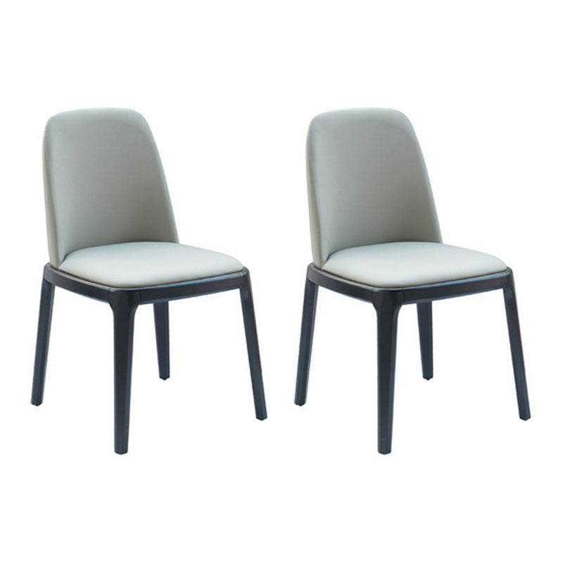 Industrial Ash Parsons Side Chair Leather Matte Finish Dining Chair (Set of 2) Smoke Gray Clearhalo ' kitchen&dining_furn' 'Dining Chairs' 'Dining Tables & Seating' 'dining_chair' 'furn' 'furn_dining_chair' 'Furniture' 'furniture_dining_chair' 'Kitchen & Dining Furniture' 'kitchen' 4104917
