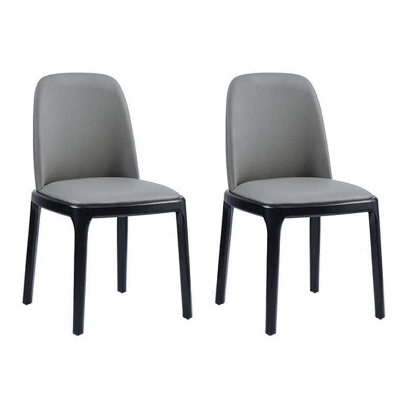 Industrial Ash Parsons Side Chair Leather Matte Finish Dining Chair (Set of 2) Dark Gray Clearhalo ' kitchen&dining_furn' 'Dining Chairs' 'Dining Tables & Seating' 'dining_chair' 'furn' 'furn_dining_chair' 'Furniture' 'furniture_dining_chair' 'Kitchen & Dining Furniture' 'kitchen' 4104925