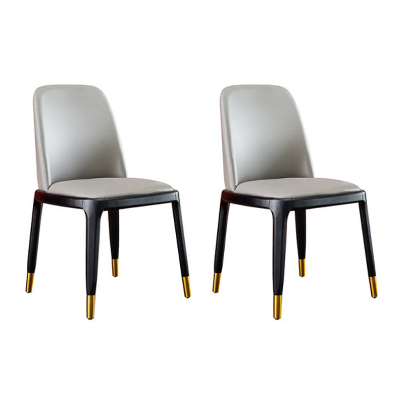 Industrial Ash Parsons Side Chair Leather Matte Finish Dining Chair (Set of 2) Gray Black Clearhalo ' kitchen&dining_furn' 'Dining Chairs' 'Dining Tables & Seating' 'dining_chair' 'furn' 'furn_dining_chair' 'Furniture' 'furniture_dining_chair' 'Kitchen & Dining Furniture' 'kitchen' 4104926