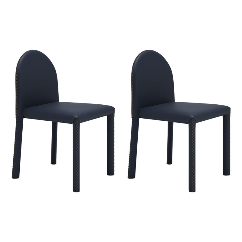 Contemporary Style Dining Chair Kitchen Armless Side Chair with Metal Legs Dark Blue 2 Piece Set Clearhalo ' kitchen&dining_furn' 'Dining Chairs' 'Dining Tables & Seating' 'dining_chair' 'furn' 'furn_dining_chair' 'Furniture' 'furniture_dining_chair' 'Kitchen & Dining Furniture' 'kitchen' 4104931