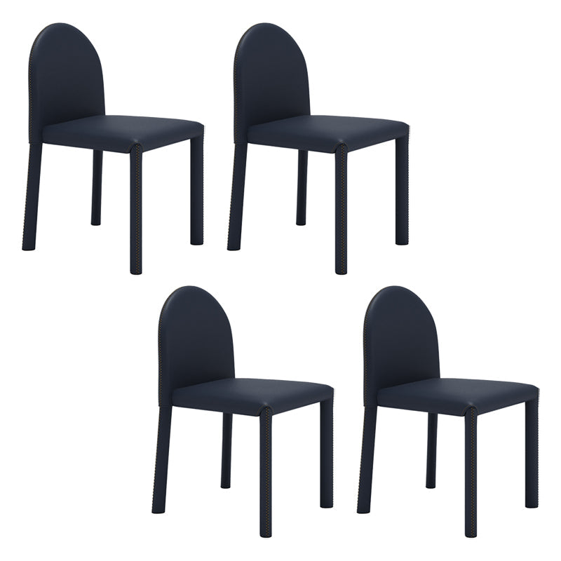 Contemporary Style Dining Chair Kitchen Armless Side Chair with Metal Legs Dark Blue 4 Piece Set Clearhalo ' kitchen&dining_furn' 'Dining Chairs' 'Dining Tables & Seating' 'dining_chair' 'furn' 'furn_dining_chair' 'Furniture' 'furniture_dining_chair' 'Kitchen & Dining Furniture' 'kitchen' 4104933