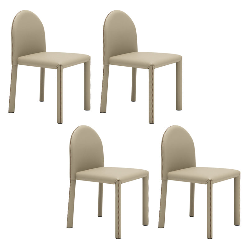 Contemporary Style Dining Chair Kitchen Armless Side Chair with Metal Legs Light Khaki 4 Piece Set Clearhalo ' kitchen&dining_furn' 'Dining Chairs' 'Dining Tables & Seating' 'dining_chair' 'furn' 'furn_dining_chair' 'Furniture' 'furniture_dining_chair' 'Kitchen & Dining Furniture' 'kitchen' 4104951