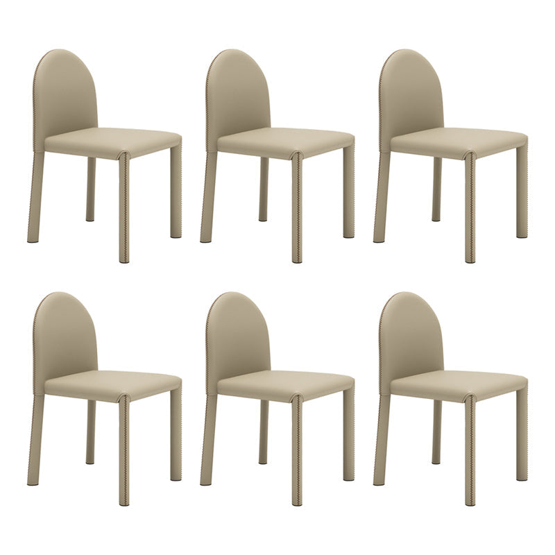 Contemporary Style Dining Chair Kitchen Armless Side Chair with Metal Legs Light Khaki 6 Piece Set Clearhalo ' kitchen&dining_furn' 'Dining Chairs' 'Dining Tables & Seating' 'dining_chair' 'furn' 'furn_dining_chair' 'Furniture' 'furniture_dining_chair' 'Kitchen & Dining Furniture' 'kitchen' 4104953