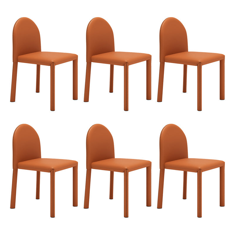 Contemporary Style Dining Chair Kitchen Armless Side Chair with Metal Legs Orange 6 Piece Set Clearhalo ' kitchen&dining_furn' 'Dining Chairs' 'Dining Tables & Seating' 'dining_chair' 'furn' 'furn_dining_chair' 'Furniture' 'furniture_dining_chair' 'Kitchen & Dining Furniture' 'kitchen' 4104963