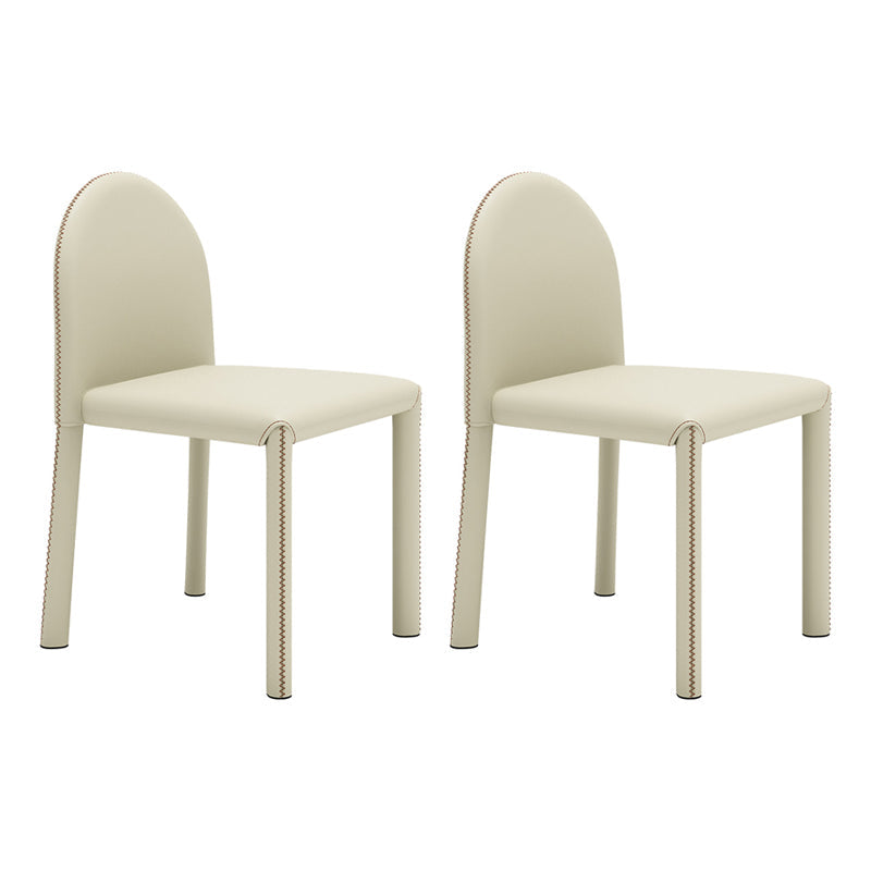 Contemporary Style Dining Chair Kitchen Armless Side Chair with Metal Legs Off-White 2 Piece Set Clearhalo ' kitchen&dining_furn' 'Dining Chairs' 'Dining Tables & Seating' 'dining_chair' 'furn' 'furn_dining_chair' 'Furniture' 'furniture_dining_chair' 'Kitchen & Dining Furniture' 'kitchen' 4104964