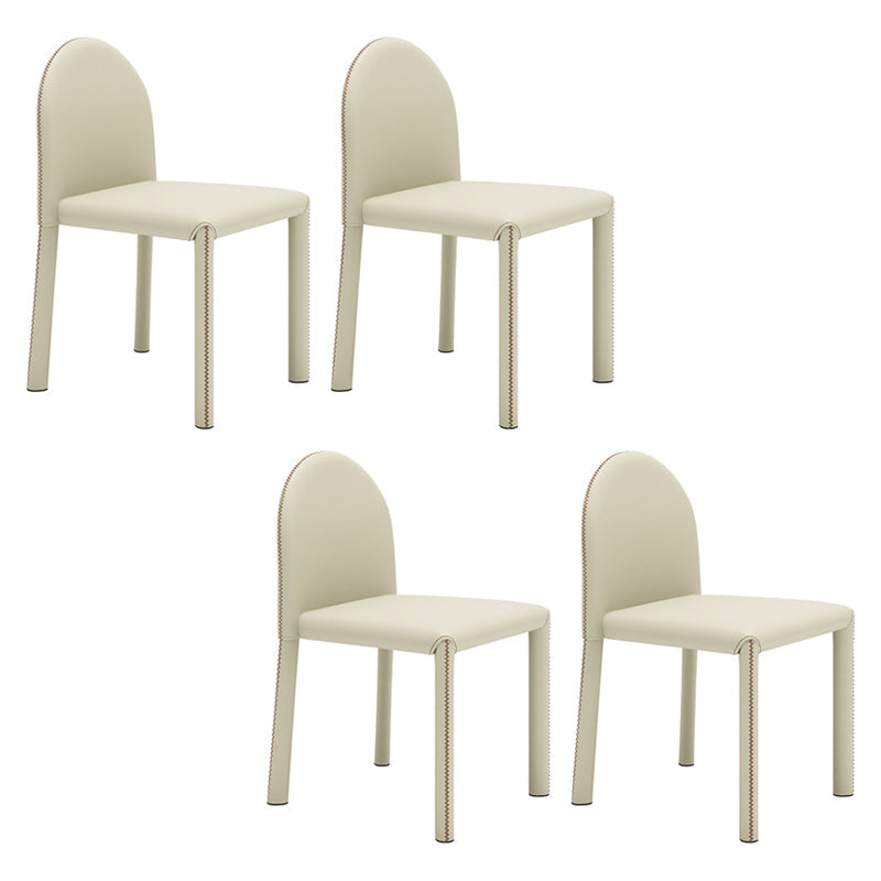 Contemporary Style Dining Chair Kitchen Armless Side Chair with Metal Legs Off-White 4 Piece Set Clearhalo ' kitchen&dining_furn' 'Dining Chairs' 'Dining Tables & Seating' 'dining_chair' 'furn' 'furn_dining_chair' 'Furniture' 'furniture_dining_chair' 'Kitchen & Dining Furniture' 'kitchen' 4104965