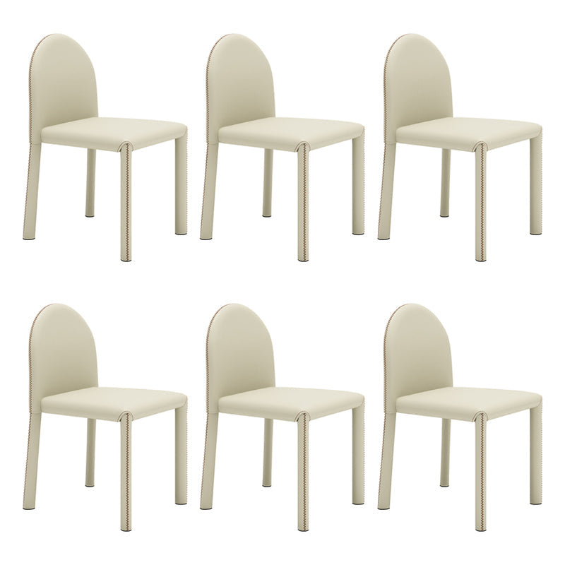 Contemporary Style Dining Chair Kitchen Armless Side Chair with Metal Legs Off-White 6 Piece Set Clearhalo ' kitchen&dining_furn' 'Dining Chairs' 'Dining Tables & Seating' 'dining_chair' 'furn' 'furn_dining_chair' 'Furniture' 'furniture_dining_chair' 'Kitchen & Dining Furniture' 'kitchen' 4104966