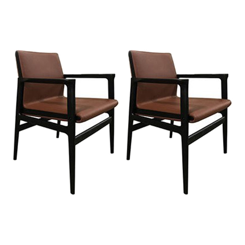Traditional Style Ash Wood Chairs Solid Back Arm Dining Room Chair Set Brown 2 Piece Set Clearhalo ' kitchen&dining_furn' 'Dining Chairs' 'Dining Tables & Seating' 'dining_chair' 'furn' 'furn_dining_chair' 'Furniture' 'furniture_dining_chair' 'Kitchen & Dining Furniture' 'kitchen' 4104970