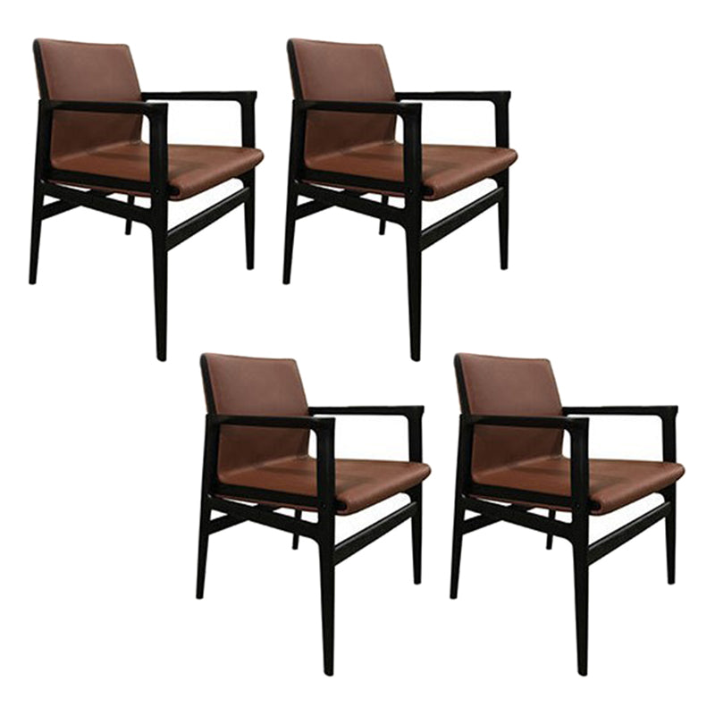 Traditional Style Ash Wood Chairs Solid Back Arm Dining Room Chair Set Brown 4 Piece Set Clearhalo ' kitchen&dining_furn' 'Dining Chairs' 'Dining Tables & Seating' 'dining_chair' 'furn' 'furn_dining_chair' 'Furniture' 'furniture_dining_chair' 'Kitchen & Dining Furniture' 'kitchen' 4104972