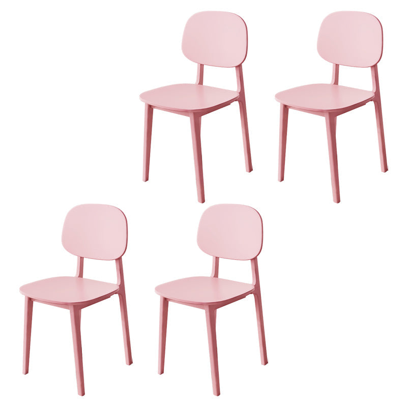 Contemporary Style Dining Chair Plastic Dining Armless Side Chairs for Kitchen (Set of 4) Pink Clearhalo ' kitchen&dining_furn' 'Dining Chairs' 'Dining Tables & Seating' 'dining_chair' 'furn' 'furn_dining_chair' 'Furniture' 'furniture_dining_chair' 'Kitchen & Dining Furniture' 'kitchen' 4104990