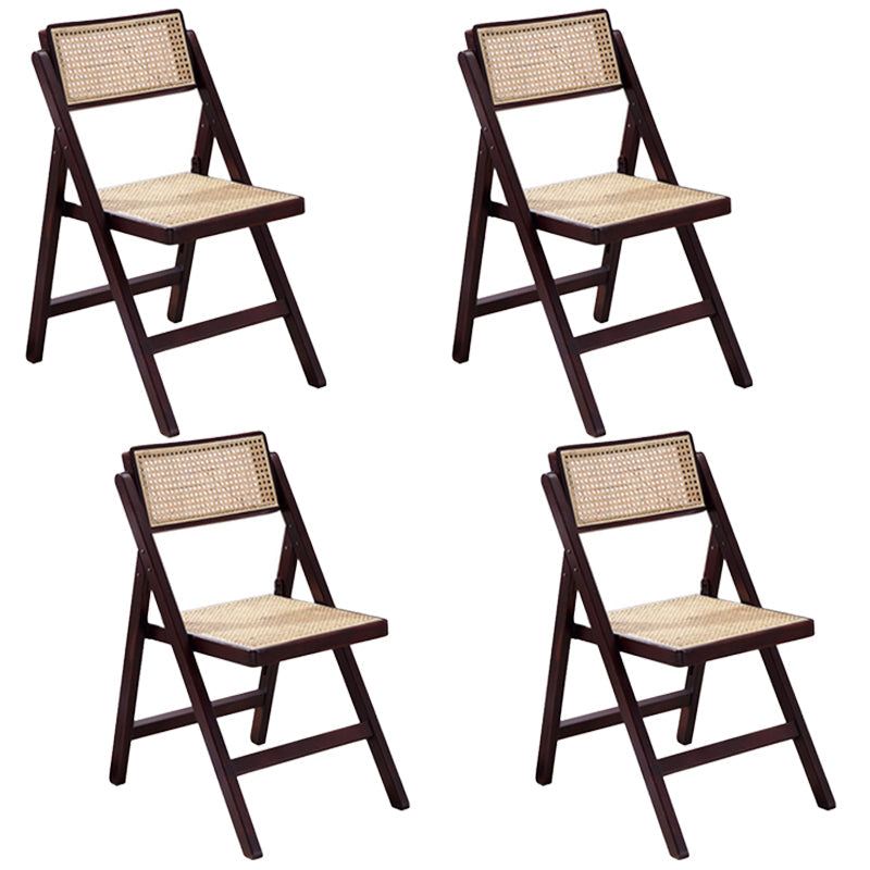 Country Style Aged Wood Dining Chair Cane Back Armless Open Back Dining Side Chair Walnut 4 Piece Set Clearhalo ' kitchen&dining_furn' 'Dining Chairs' 'Dining Tables & Seating' 'dining_chair' 'furn' 'furn_dining_chair' 'Furniture' 'furniture_dining_chair' 'Kitchen & Dining Furniture' 'kitchen' 4105045