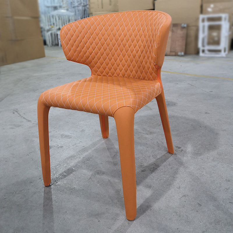 Designer Style Wingback Arm Chair Leather Matte Finish Single Dining Chair Orange Clearhalo ' kitchen&dining_furn' 'Dining Chairs' 'Dining Tables & Seating' 'dining_chair' 'furn' 'furn_dining_chair' 'Furniture' 'furniture_dining_chair' 'Kitchen & Dining Furniture' 'kitchen' 4105054