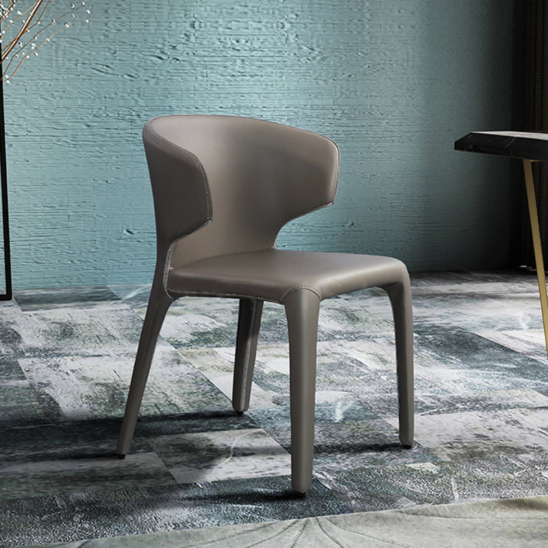 Designer Style Wingback Arm Chair Leather Matte Finish Single Dining Chair Clearhalo ' kitchen&dining_furn' 'Dining Chairs' 'Dining Tables & Seating' 'dining_chair' 'furn' 'furn_dining_chair' 'Furniture' 'furniture_dining_chair' 'Kitchen & Dining Furniture' 'kitchen' 4105060