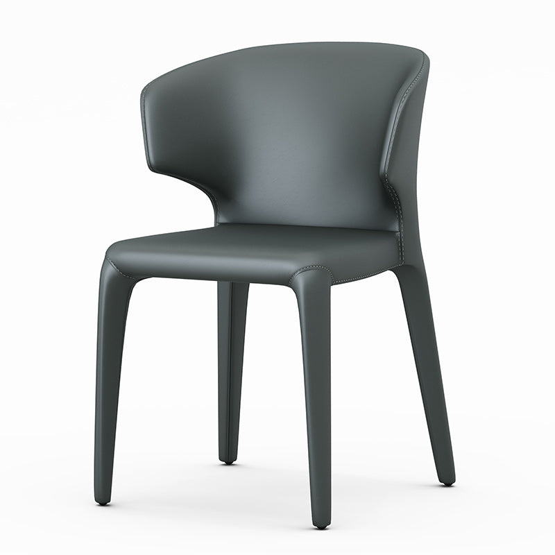 Designer Style Wingback Arm Chair Leather Matte Finish Single Dining Chair Silver Gray Clearhalo ' kitchen&dining_furn' 'Dining Chairs' 'Dining Tables & Seating' 'dining_chair' 'furn' 'furn_dining_chair' 'Furniture' 'furniture_dining_chair' 'Kitchen & Dining Furniture' 'kitchen' 4105061
