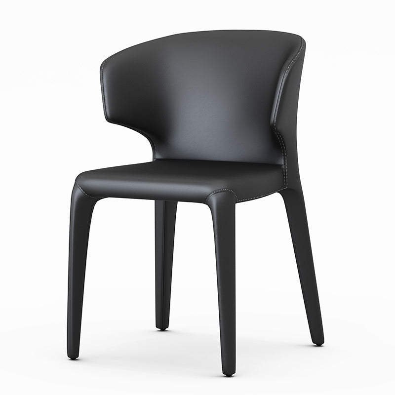 Designer Style Wingback Arm Chair Leather Matte Finish Single Dining Chair Dark Gray Clearhalo ' kitchen&dining_furn' 'Dining Chairs' 'Dining Tables & Seating' 'dining_chair' 'furn' 'furn_dining_chair' 'Furniture' 'furniture_dining_chair' 'Kitchen & Dining Furniture' 'kitchen' 4105065