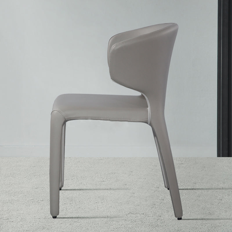 Designer Style Wingback Arm Chair Leather Matte Finish Single Dining Chair Clearhalo ' kitchen&dining_furn' 'Dining Chairs' 'Dining Tables & Seating' 'dining_chair' 'furn' 'furn_dining_chair' 'Furniture' 'furniture_dining_chair' 'Kitchen & Dining Furniture' 'kitchen' 4105075