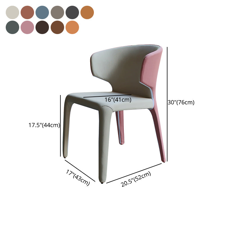 Designer Style Wingback Arm Chair Leather Matte Finish Single Dining Chair Clearhalo ' kitchen&dining_furn' 'Dining Chairs' 'Dining Tables & Seating' 'dining_chair' 'furn' 'furn_dining_chair' 'Furniture' 'furniture_dining_chair' 'Kitchen & Dining Furniture' 'kitchen' 4105076