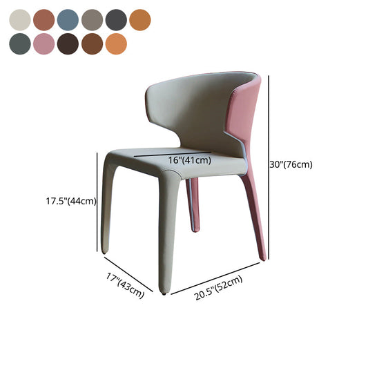 Designer Style Wingback Arm Chair Leather Matte Finish Single Dining Chair Clearhalo ' kitchen&dining_furn' 'Dining Chairs' 'Dining Tables & Seating' 'dining_chair' 'furn' 'furn_dining_chair' 'Furniture' 'furniture_dining_chair' 'Kitchen & Dining Furniture' 'kitchen' 4105076