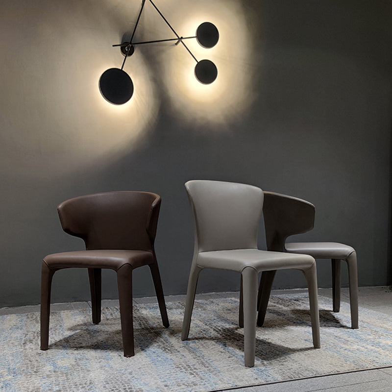 Designer Style Leather Arm Chair Wingback Matte Finish Single Dining Chair Clearhalo ' kitchen&dining_furn' 'Dining Chairs' 'Dining Tables & Seating' 'dining_chair' 'furn' 'furn_dining_chair' 'Furniture' 'furniture_dining_chair' 'Kitchen & Dining Furniture' 'kitchen' 4105077