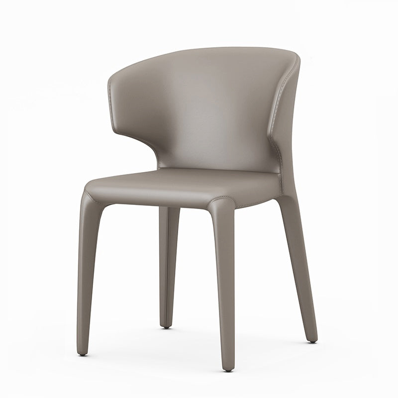 Designer Style Leather Arm Chair Wingback Matte Finish Single Dining Chair Grey Clearhalo ' kitchen&dining_furn' 'Dining Chairs' 'Dining Tables & Seating' 'dining_chair' 'furn' 'furn_dining_chair' 'Furniture' 'furniture_dining_chair' 'Kitchen & Dining Furniture' 'kitchen' 4105078