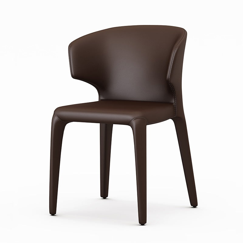 Designer Style Leather Arm Chair Wingback Matte Finish Single Dining Chair Dark Brown Clearhalo ' kitchen&dining_furn' 'Dining Chairs' 'Dining Tables & Seating' 'dining_chair' 'furn' 'furn_dining_chair' 'Furniture' 'furniture_dining_chair' 'Kitchen & Dining Furniture' 'kitchen' 4105079