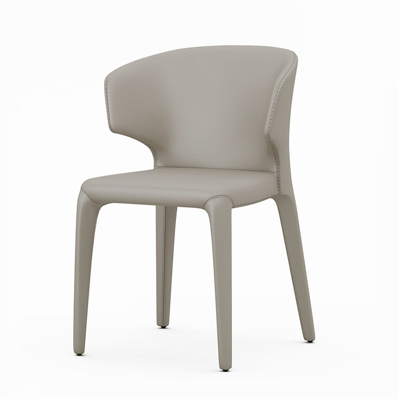 Designer Style Leather Arm Chair Wingback Matte Finish Single Dining Chair Light Gray Clearhalo ' kitchen&dining_furn' 'Dining Chairs' 'Dining Tables & Seating' 'dining_chair' 'furn' 'furn_dining_chair' 'Furniture' 'furniture_dining_chair' 'Kitchen & Dining Furniture' 'kitchen' 4105081