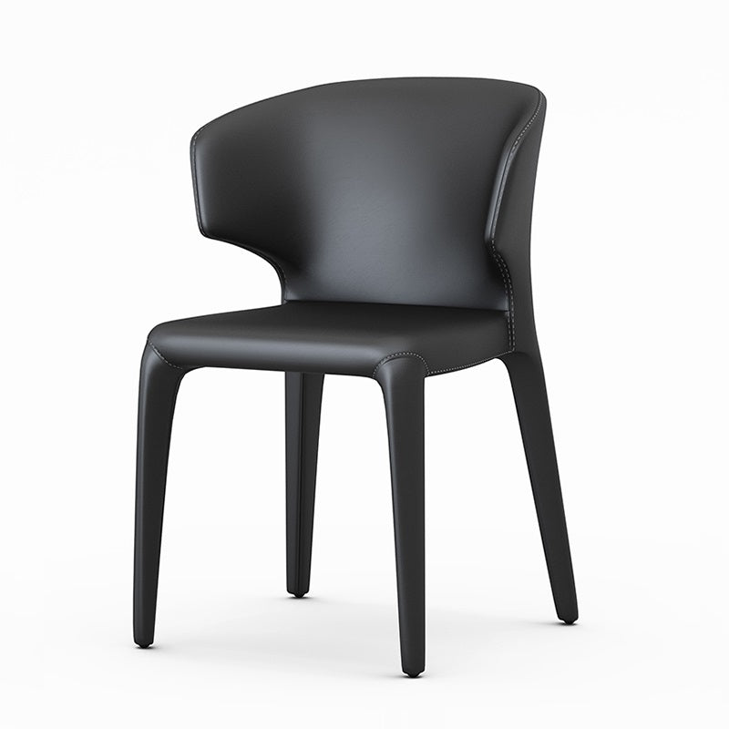 Designer Style Leather Arm Chair Wingback Matte Finish Single Dining Chair Black Clearhalo ' kitchen&dining_furn' 'Dining Chairs' 'Dining Tables & Seating' 'dining_chair' 'furn' 'furn_dining_chair' 'Furniture' 'furniture_dining_chair' 'Kitchen & Dining Furniture' 'kitchen' 4105083