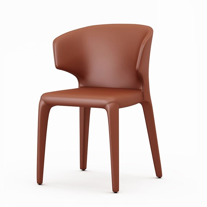 Designer Style Leather Arm Chair Wingback Matte Finish Single Dining Chair Red Brown Clearhalo ' kitchen&dining_furn' 'Dining Chairs' 'Dining Tables & Seating' 'dining_chair' 'furn' 'furn_dining_chair' 'Furniture' 'furniture_dining_chair' 'Kitchen & Dining Furniture' 'kitchen' 4105086