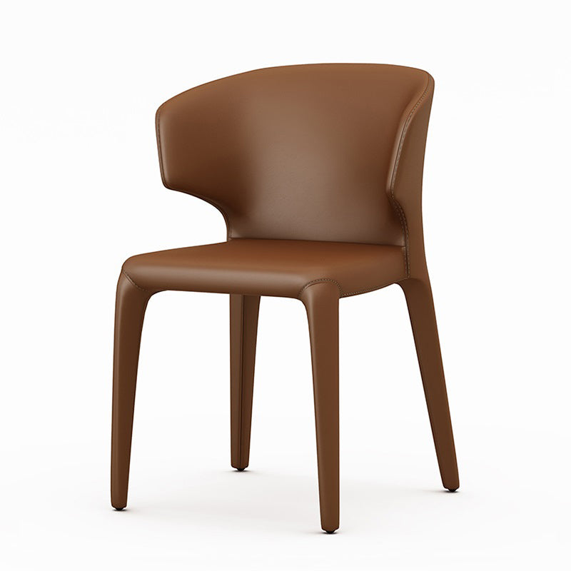 Designer Style Leather Arm Chair Wingback Matte Finish Single Dining Chair Coffee Clearhalo ' kitchen&dining_furn' 'Dining Chairs' 'Dining Tables & Seating' 'dining_chair' 'furn' 'furn_dining_chair' 'Furniture' 'furniture_dining_chair' 'Kitchen & Dining Furniture' 'kitchen' 4105087