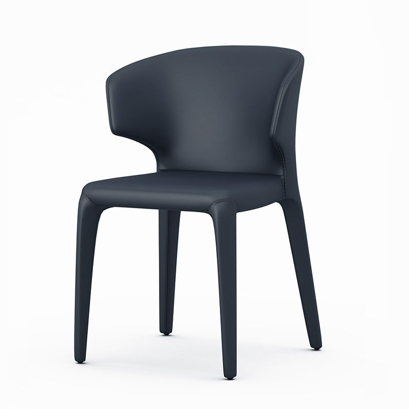 Designer Style Leather Arm Chair Wingback Matte Finish Single Dining Chair Dark Blue Clearhalo ' kitchen&dining_furn' 'Dining Chairs' 'Dining Tables & Seating' 'dining_chair' 'furn' 'furn_dining_chair' 'Furniture' 'furniture_dining_chair' 'Kitchen & Dining Furniture' 'kitchen' 4105089