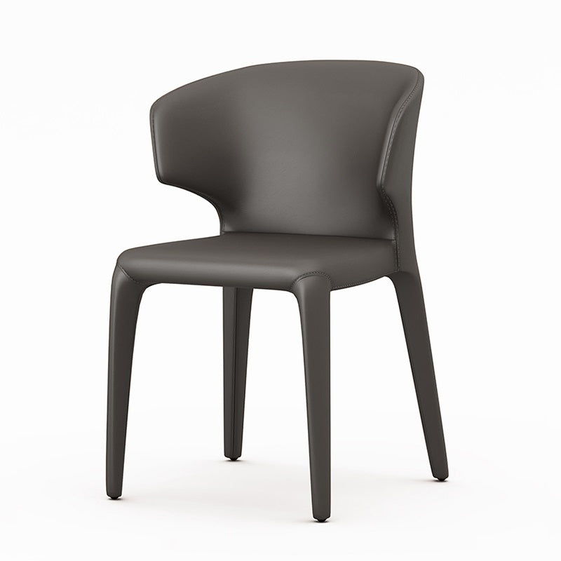 Designer Style Leather Arm Chair Wingback Matte Finish Single Dining Chair Dark Gray Clearhalo ' kitchen&dining_furn' 'Dining Chairs' 'Dining Tables & Seating' 'dining_chair' 'furn' 'furn_dining_chair' 'Furniture' 'furniture_dining_chair' 'Kitchen & Dining Furniture' 'kitchen' 4105092