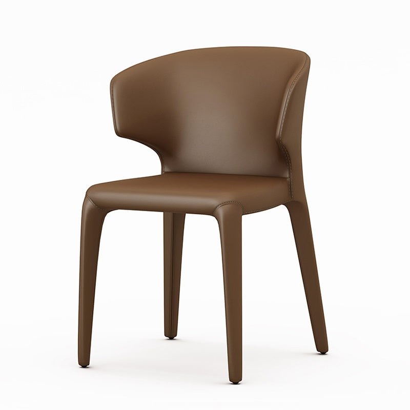 Designer Style Leather Arm Chair Wingback Matte Finish Single Dining Chair Caramel Clearhalo ' kitchen&dining_furn' 'Dining Chairs' 'Dining Tables & Seating' 'dining_chair' 'furn' 'furn_dining_chair' 'Furniture' 'furniture_dining_chair' 'Kitchen & Dining Furniture' 'kitchen' 4105093