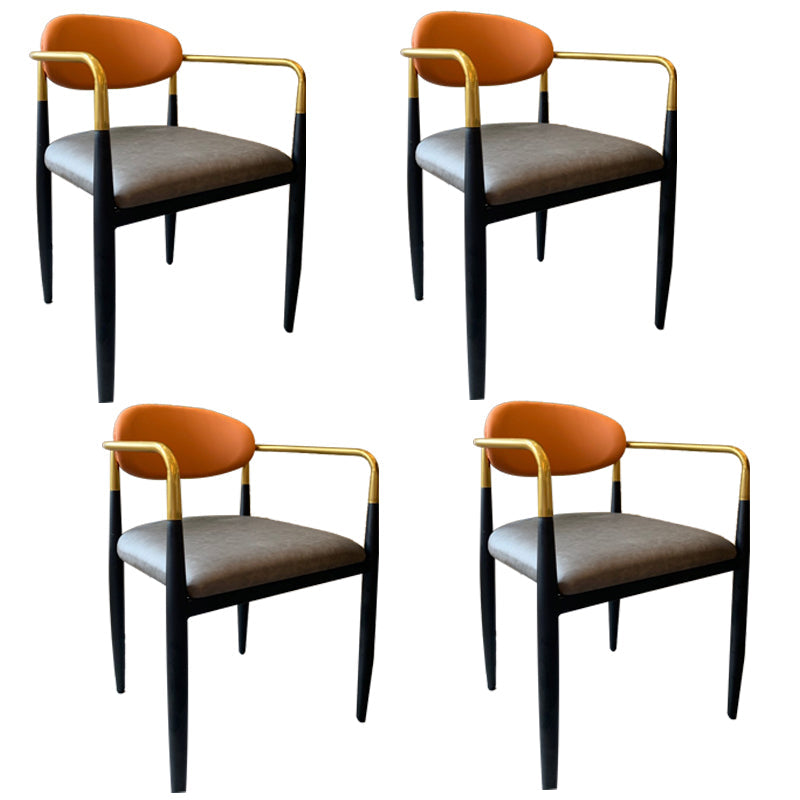 Designer Style Upholstered Arm Chair Open Back Matte Finish Dining Chair Gray-Orange 4 Piece Set Clearhalo ' kitchen&dining_furn' 'Dining Chairs' 'Dining Tables & Seating' 'dining_chair' 'furn' 'furn_dining_chair' 'Furniture' 'furniture_dining_chair' 'Kitchen & Dining Furniture' 'kitchen' 4105097