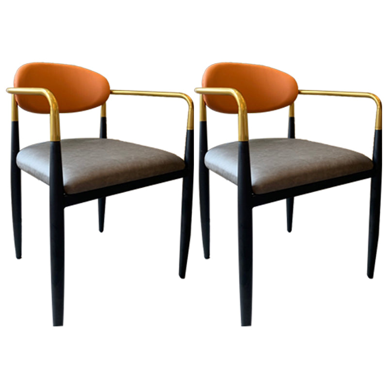 Designer Style Upholstered Arm Chair Open Back Matte Finish Dining Chair Gray-Orange 2 Piece Set Clearhalo ' kitchen&dining_furn' 'Dining Chairs' 'Dining Tables & Seating' 'dining_chair' 'furn' 'furn_dining_chair' 'Furniture' 'furniture_dining_chair' 'Kitchen & Dining Furniture' 'kitchen' 4105100