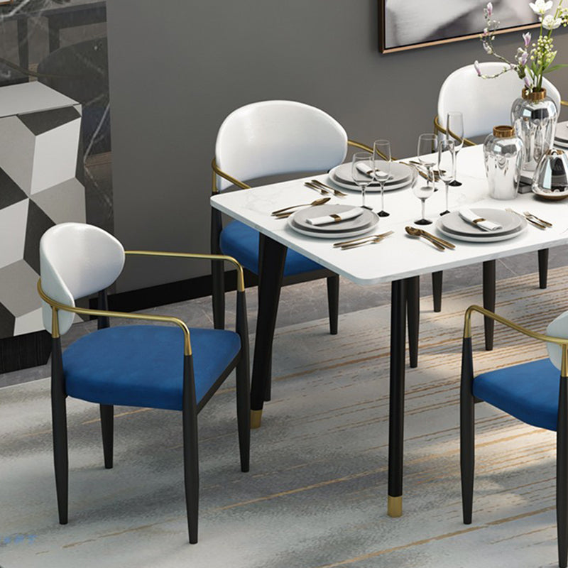 Designer Style Upholstered Arm Chair Open Back Matte Finish Dining Chair Clearhalo ' kitchen&dining_furn' 'Dining Chairs' 'Dining Tables & Seating' 'dining_chair' 'furn' 'furn_dining_chair' 'Furniture' 'furniture_dining_chair' 'Kitchen & Dining Furniture' 'kitchen' 4105101