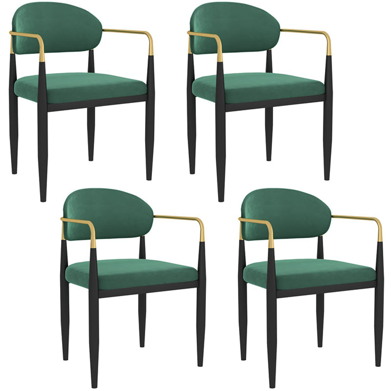 Designer Style Upholstered Arm Chair Open Back Matte Finish Dining Chair Green 4 Piece Set Clearhalo ' kitchen&dining_furn' 'Dining Chairs' 'Dining Tables & Seating' 'dining_chair' 'furn' 'furn_dining_chair' 'Furniture' 'furniture_dining_chair' 'Kitchen & Dining Furniture' 'kitchen' 4105102