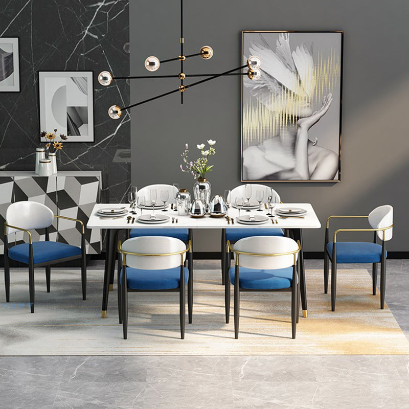 Designer Style Upholstered Arm Chair Open Back Matte Finish Dining Chair Clearhalo ' kitchen&dining_furn' 'Dining Chairs' 'Dining Tables & Seating' 'dining_chair' 'furn' 'furn_dining_chair' 'Furniture' 'furniture_dining_chair' 'Kitchen & Dining Furniture' 'kitchen' 4105103