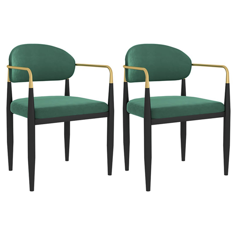 Designer Style Upholstered Arm Chair Open Back Matte Finish Dining Chair Green 2 Piece Set Clearhalo ' kitchen&dining_furn' 'Dining Chairs' 'Dining Tables & Seating' 'dining_chair' 'furn' 'furn_dining_chair' 'Furniture' 'furniture_dining_chair' 'Kitchen & Dining Furniture' 'kitchen' 4105106