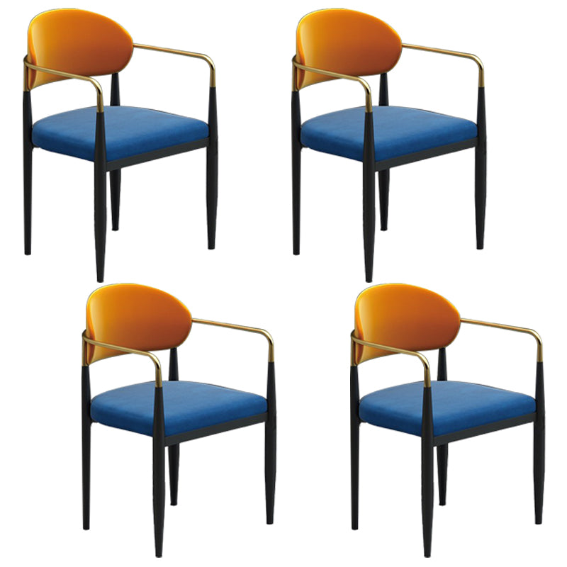 Designer Style Upholstered Arm Chair Open Back Matte Finish Dining Chair Blue-Orange 4 Piece Set Clearhalo ' kitchen&dining_furn' 'Dining Chairs' 'Dining Tables & Seating' 'dining_chair' 'furn' 'furn_dining_chair' 'Furniture' 'furniture_dining_chair' 'Kitchen & Dining Furniture' 'kitchen' 4105109