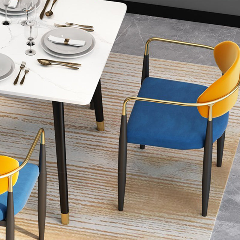 Designer Style Upholstered Arm Chair Open Back Matte Finish Dining Chair Clearhalo ' kitchen&dining_furn' 'Dining Chairs' 'Dining Tables & Seating' 'dining_chair' 'furn' 'furn_dining_chair' 'Furniture' 'furniture_dining_chair' 'Kitchen & Dining Furniture' 'kitchen' 4105110