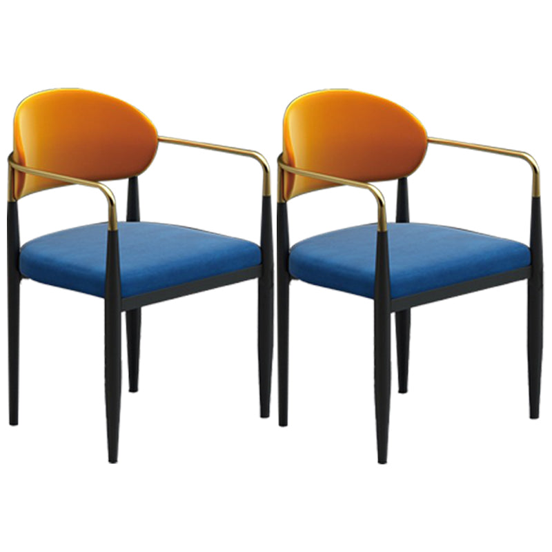 Designer Style Upholstered Arm Chair Open Back Matte Finish Dining Chair Blue-Orange 2 Piece Set Clearhalo ' kitchen&dining_furn' 'Dining Chairs' 'Dining Tables & Seating' 'dining_chair' 'furn' 'furn_dining_chair' 'Furniture' 'furniture_dining_chair' 'Kitchen & Dining Furniture' 'kitchen' 4105112
