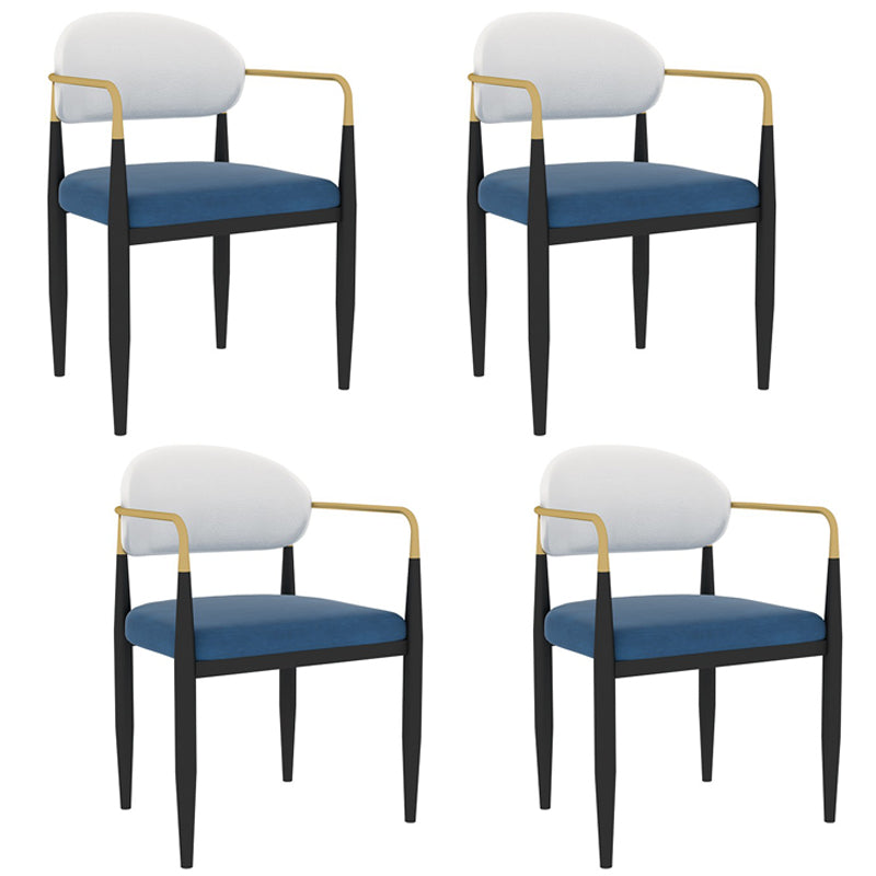 Designer Style Upholstered Arm Chair Open Back Matte Finish Dining Chair White-Blue 4 Piece Set Clearhalo ' kitchen&dining_furn' 'Dining Chairs' 'Dining Tables & Seating' 'dining_chair' 'furn' 'furn_dining_chair' 'Furniture' 'furniture_dining_chair' 'Kitchen & Dining Furniture' 'kitchen' 4105113