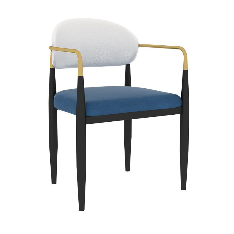 Designer Style Upholstered Arm Chair Open Back Matte Finish Dining Chair White-Blue 1 Piece Clearhalo ' kitchen&dining_furn' 'Dining Chairs' 'Dining Tables & Seating' 'dining_chair' 'furn' 'furn_dining_chair' 'Furniture' 'furniture_dining_chair' 'Kitchen & Dining Furniture' 'kitchen' 4105114