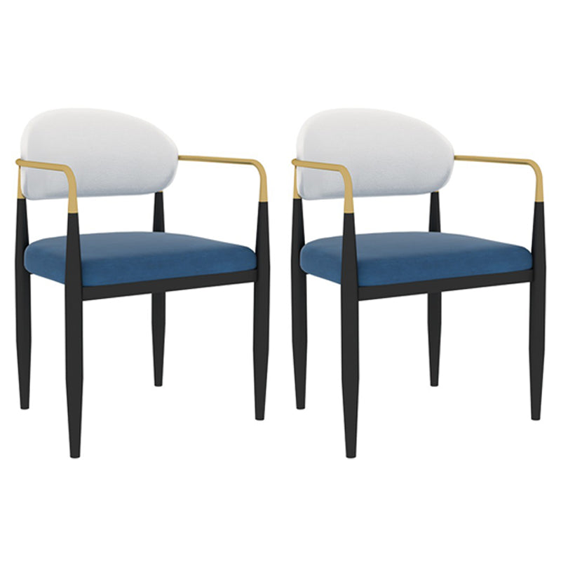 Designer Style Upholstered Arm Chair Open Back Matte Finish Dining Chair White-Blue 2 Piece Set Clearhalo ' kitchen&dining_furn' 'Dining Chairs' 'Dining Tables & Seating' 'dining_chair' 'furn' 'furn_dining_chair' 'Furniture' 'furniture_dining_chair' 'Kitchen & Dining Furniture' 'kitchen' 4105115