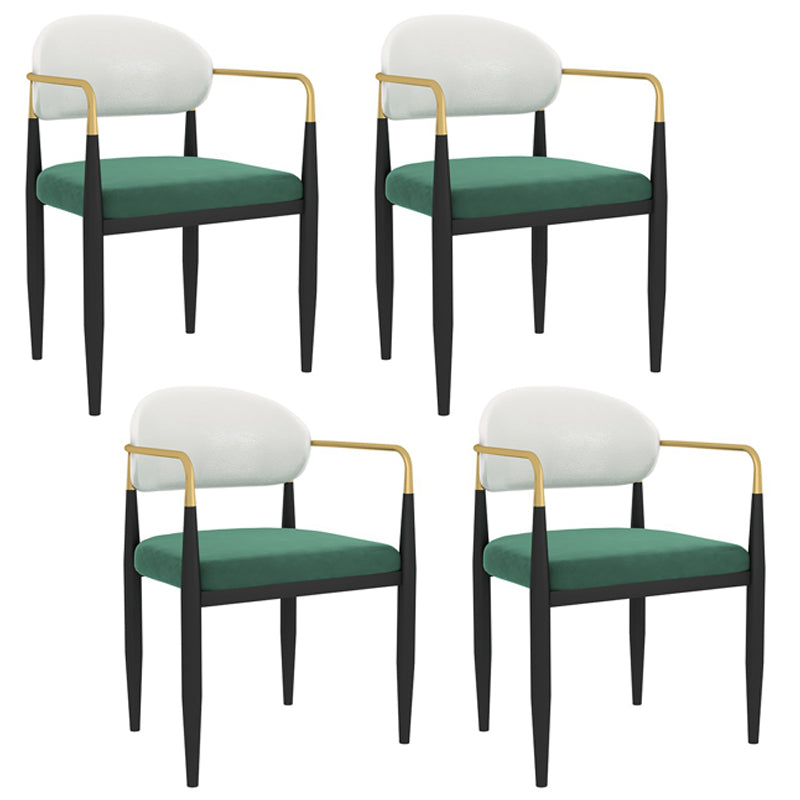 Designer Style Upholstered Arm Chair Open Back Matte Finish Dining Chair White-Green 4 Piece Set Clearhalo ' kitchen&dining_furn' 'Dining Chairs' 'Dining Tables & Seating' 'dining_chair' 'furn' 'furn_dining_chair' 'Furniture' 'furniture_dining_chair' 'Kitchen & Dining Furniture' 'kitchen' 4105116
