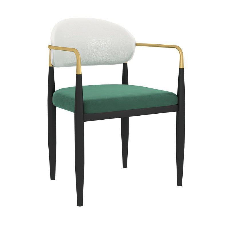 Designer Style Upholstered Arm Chair Open Back Matte Finish Dining Chair White-Green 1 Piece Clearhalo ' kitchen&dining_furn' 'Dining Chairs' 'Dining Tables & Seating' 'dining_chair' 'furn' 'furn_dining_chair' 'Furniture' 'furniture_dining_chair' 'Kitchen & Dining Furniture' 'kitchen' 4105117